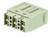 Beige electrical multi-pin connector with a rectangular shape and symmetrical design.