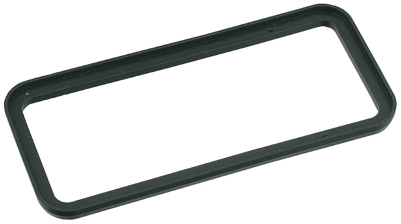 Black rectangular rubber frame against a white background.