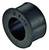 A round, black rubber buffer with a hole in the centre, possibly a component used for dampening or protection in mechanical applications.