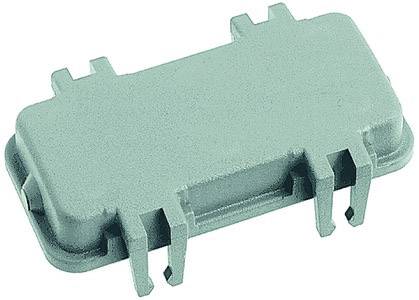 A rectangular, green plastic component with several hooks on the sides, potentially a connecting element or protective cover.