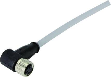 A right-angled connector with a 4-pin socket and a grey cable, suitable for industrial applications.