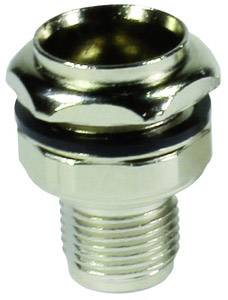 Metallic component with threading, possibly an adapter or connector, with a shiny surface, designed for technical applications.