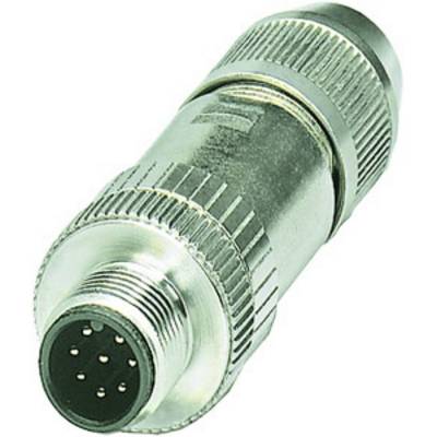 A metallic plug with nine pin connectors, used for electrical connections.