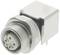 Silver M12 connector with a round, multi-pin socket on a plastic base, suitable for industrial or mechanical applications.