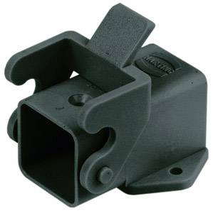 A black plastic connector with a rectangular connection and two side hooks for attachment.
