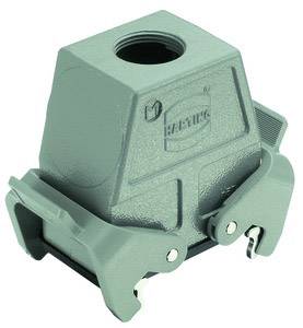 An industrial connector in green, with a circular upper inlet and side locks, suitable for cable fastenings.