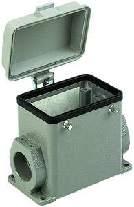 Metal enclosure with an open lid and side openings, suitable for electrical installations and component protection.