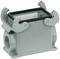 Metal enclosure with rectangular opening and four upward-hinged sealing flaps. Suitable for industrial plug connections.
