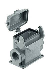 Metal enclosure with an open cover panel, rectangular shape. Suitable for industrial applications, protects internal components.