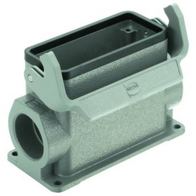 A grey rectangular metal enclosure with an open top area and side connections, suitable for electrical engineering applications.