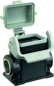 Industrial connector housing made of metal with an open lid, demonstrating robust construction for industrial applications.