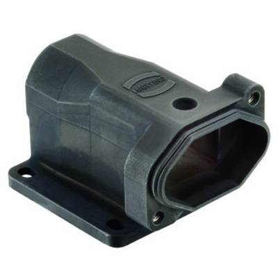 Plastic-sleeved coupling with rectangular housing and screw holes. Used in industrial applications.