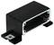 A black-lacquered rectangular metal enclosure with an open interior and a flange for mounting; relevant to industrial design.