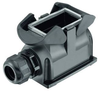 Metal connector housing with cable gland, suitable for industrial applications.