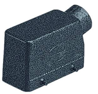 A rectangular, structured black electronic enclosure with a round connection unit, suitable for industrial applications.