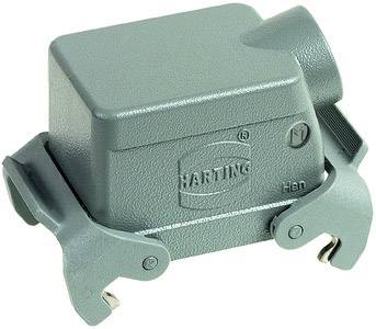 Green electronic enclosure with logo, fastening clips visible, used for connecting and protecting cable systems.