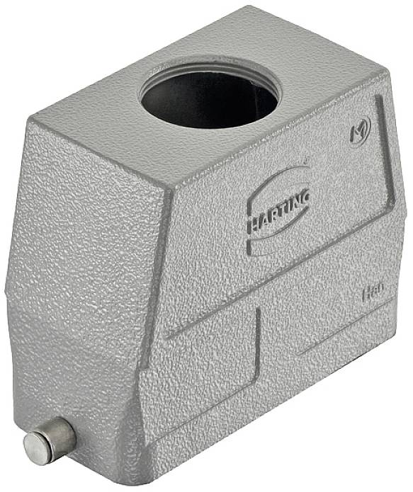 Grey metal enclosure with a circular hole at the top, manufacturer's logo visible, potentially for industrial applications.