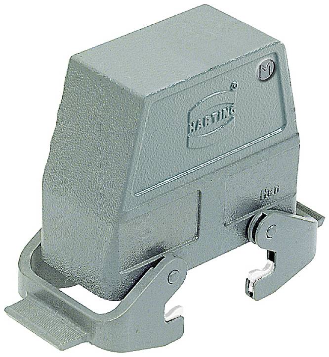 Industrial plugs in grey housing with lever lock by HARTING. Robust and suitable for electrical engineering applications.