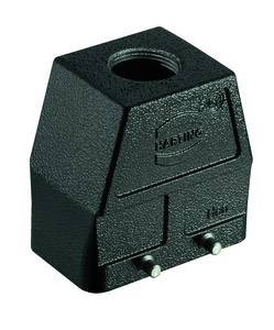 A rectangular black adapter with a round socket on top and two metal pins underneath, likely for electronic connections.