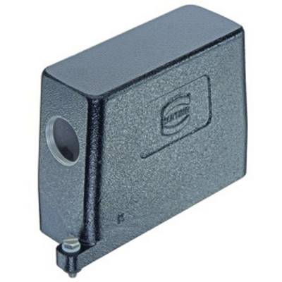 Metal enclosure with a rectangular shape and an oval hole on one side, suitable for securing electrical components.