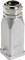 A silver, metallic casing with a screw-top lid. It is tall and rectangular with rounded edges and a company logo.