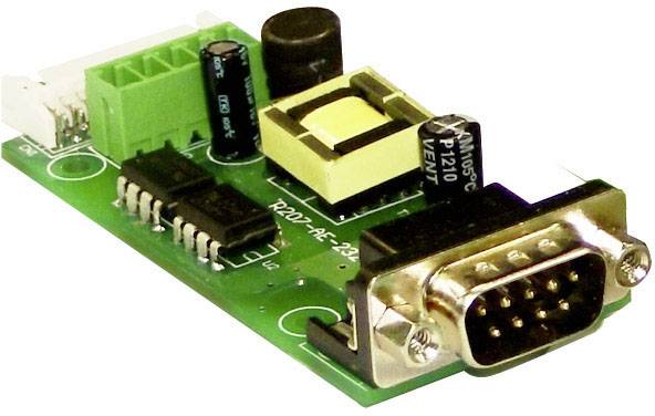A green electronic circuit board with various components and a black connector plug on the right-hand side.