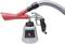 A compressed air cleaning device with a red funnel and a flexible grey hose, ideal for surface cleaning.