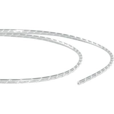 What is visible is a transparent, flexible plastic tube, coiled and featuring a diagonal line pattern.