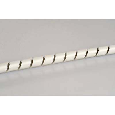 A white spiral binding lying on a grey background.