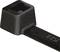 A black cable tie with a square locking head, used for bundling cables or objects for neat and secure fastening.