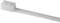 A white cable tie with a ribbed end and rectangular head, suitable for bundling cables or objects.