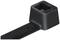 Black plastic cable tie with rectangular fastener.