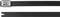 Two black cable ties, one with a metal lock, on a white background.