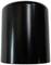 A black, cylindrical plastic cap, smooth and glossy, approximately hip-height and without any visible prints or patterns.