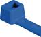 Blue cable tie head with flat closure mechanism, internal clamping teeth, suitable for cable bundling.