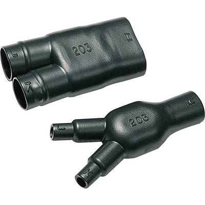 'Two black rubber insulation caps with the inscription 203, H, J, and K, suitable for cable terminations and insulation.'
