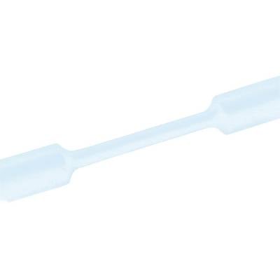 A long, thin, transparent glass tube with slight distortions in the middle against a bright background.