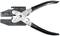 Pliers with a black handle and metal mechanism, used for bending or punching materials.