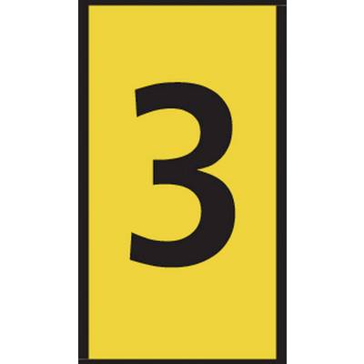 A large black number '3' in front of a yellow background.