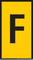 A yellow sign with a black letter 'F' in the centre, often symbolising a specific area or location.