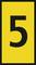 A yellow rectangular sign with the black number 5 on it.