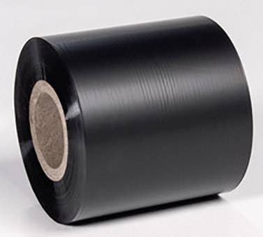 A large roll of black plastic tape with a cardboard core, shown on a white background.