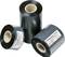 Three black adhesive tape rolls with white labels from the brand 'HellermannTyton'. Rolls are standing upright or lying on their side.