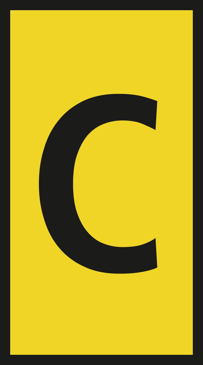 Letter C on a yellow background; traffic sign indicating a temporary parking ban or traffic diversion.