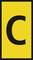 Letter C on a yellow background; traffic sign indicating a temporary parking ban or traffic diversion.