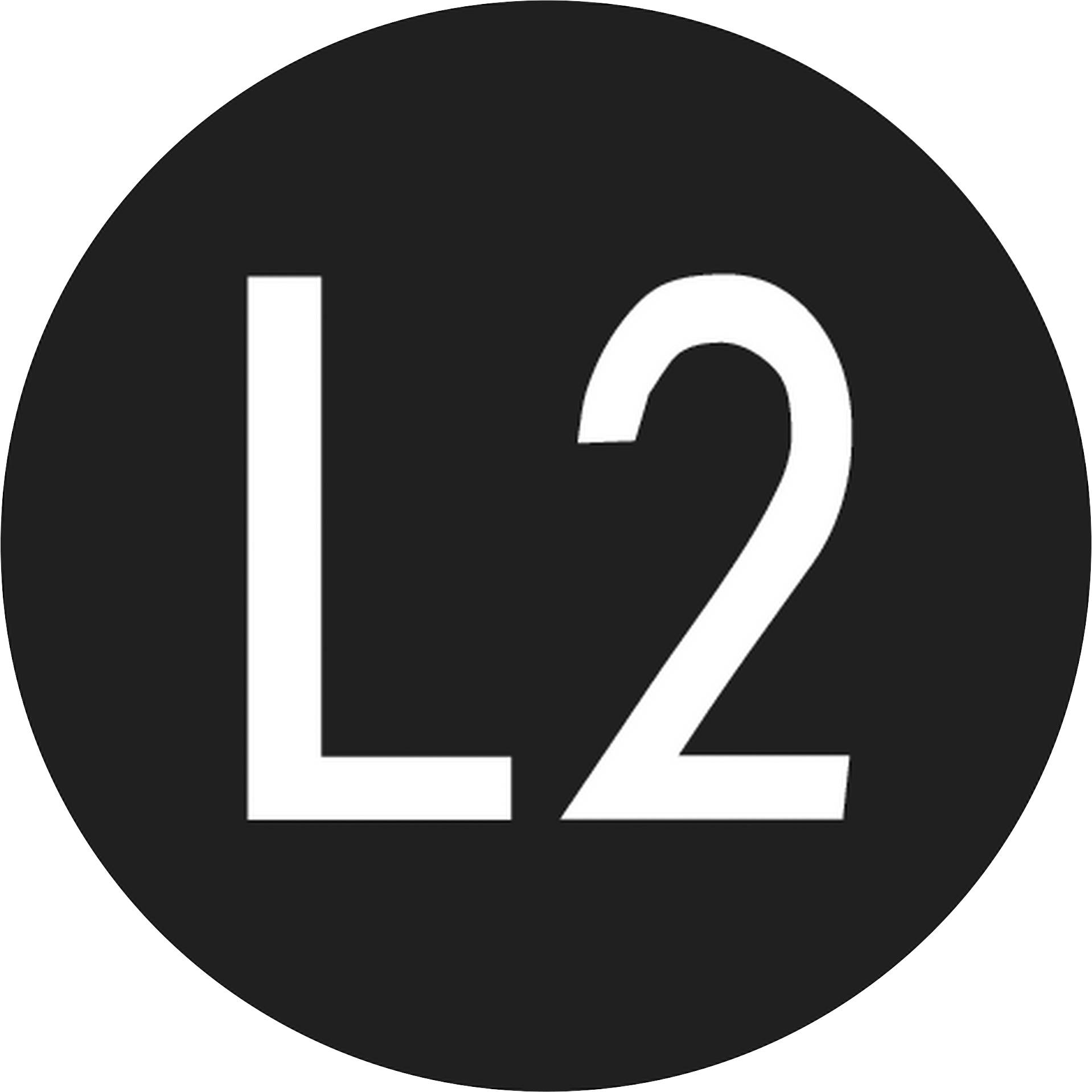 Black circle with white text "L2" in the centre.