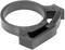 Black and grey, toothed metal tension ring with an opening and ribbed surface, potentially used in mechanical applications.