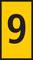 Yellow sign with the black number '9' in the centre.
