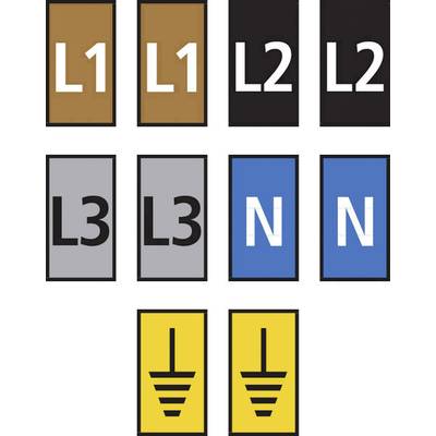 HellermannTyton WIC2-L1,L2,L3,N,Earth-PA66-MIX Pre-printed cable marker Imprint L1, L2, L3, N, Erde 561-02300