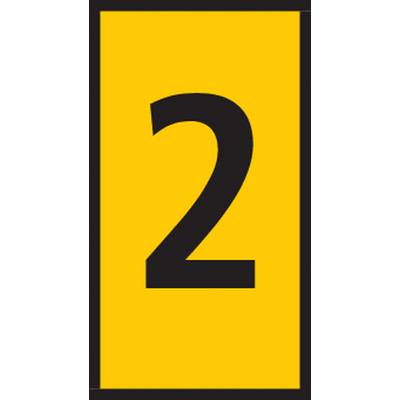 Yellow rectangle with large black number '2' in the centre.